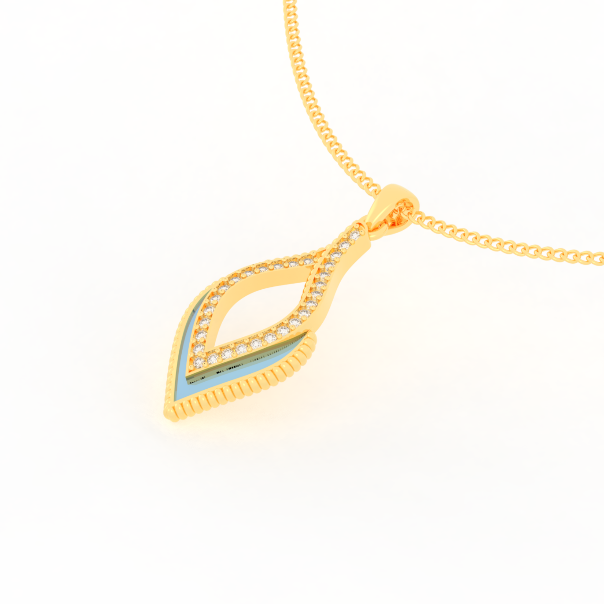 Eye Catching Tear Drop Charm With Chain, Hallmarked 925 Sterling Silver